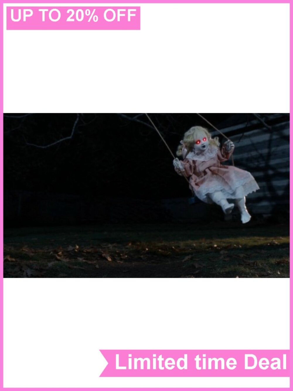 Halloween Animatronic Hanging Swinging Girl Lighted Eyes Creepy Sounds Prop - Picture 6 of 6
